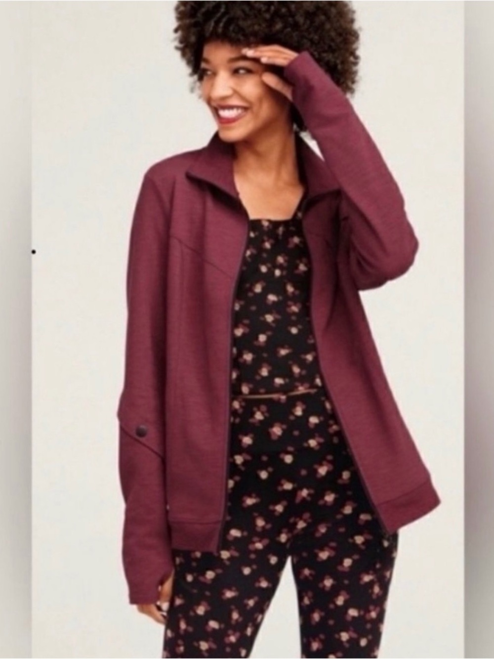 CAbi Women's Plum Zip-Front Bomber Jacket